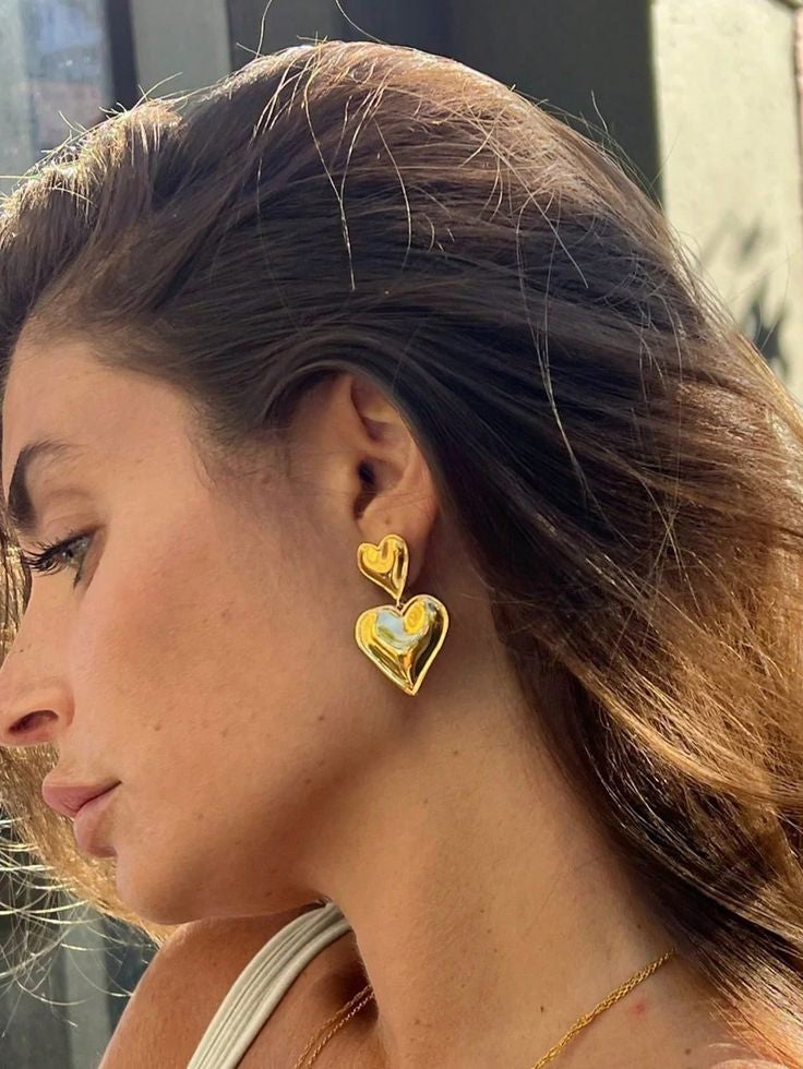 Gorgeous Azalia Double Heart Earrings