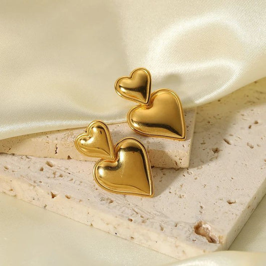Gorgeous Azalia Double Heart Earrings