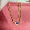 Sapphire Layered Necklace Rosegold