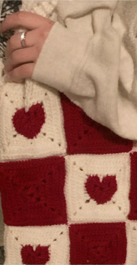 Red and white Amor Tote bag