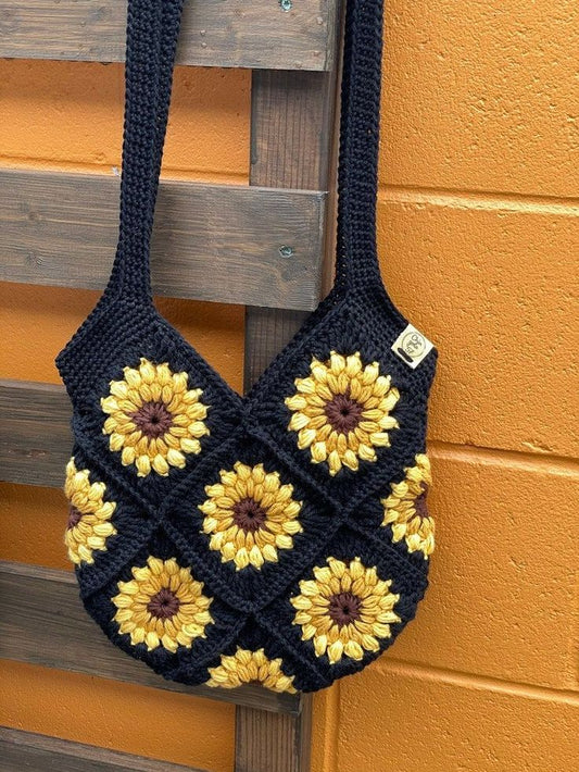 Noir Sunflower Handcrafted Bag